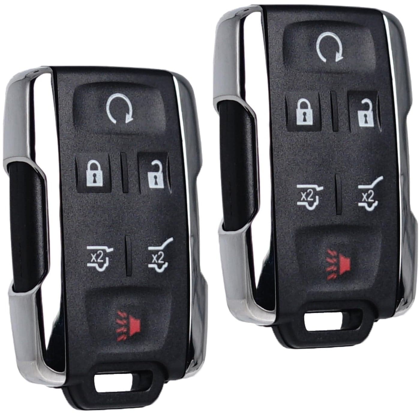 SUPALAND Keyless Entry Remote Start Control Key Fob Replacement Fits for Chevy Tahoe Suburban 2015 2016 2017 2018 2019 2020 GMC Yukon Yukon XL Denali M3N32337100 Chrome 6 Buttons 13577766 Pack of 2