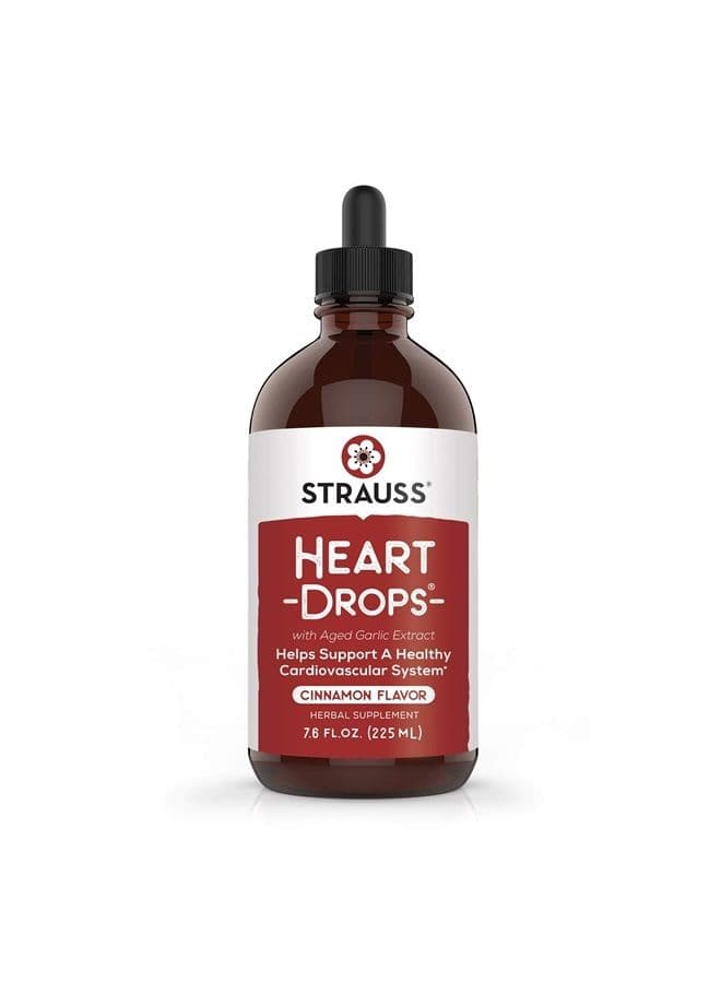 Strauss Naturals Heartdrops, Herbal Heart Supplements with European Mistletoe and Extracts of Aged Garlic, 7.6 fl oz, Cinnamon Flavor