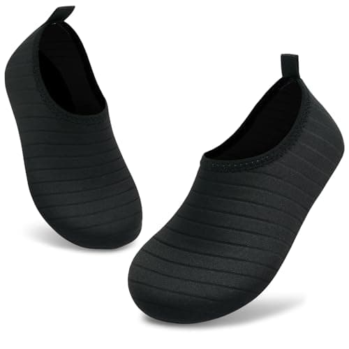 ANLUKE Kids Boys Girls Water Shoes Barefoot Aqua Socks Fast Dry Beach Swim Outdoor Sports Shoes for Toddler Black 26/27