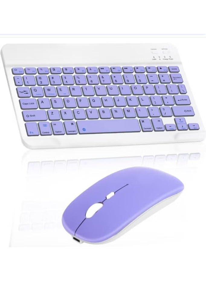 Rechargeable Bluetooth Keyboard and Mouse Combo, Ultra-Slim Portable Wireless Arabic/English Keyboard with Mouse, Compact Keyboard Mouse Set for Android, Windows, Tablet, Laptop, Cell Phone