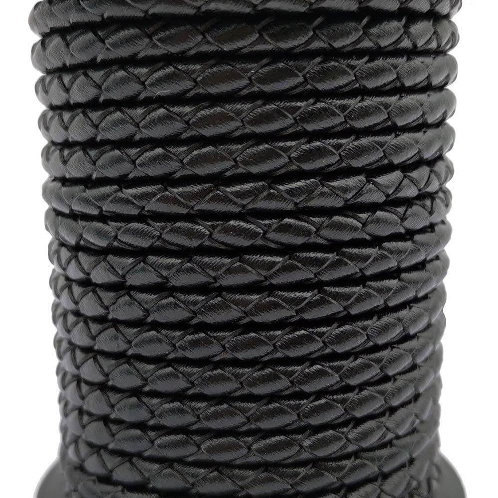 5 Yards 4mm Braided Leather Cords Round Leather Bolo Strap Distressed Natural