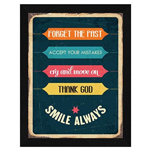 ArtX Paper Inspirational Quote Smile Always Wall Art, Multicolor, Motivational, 10 X 13 Inches, Set of 1