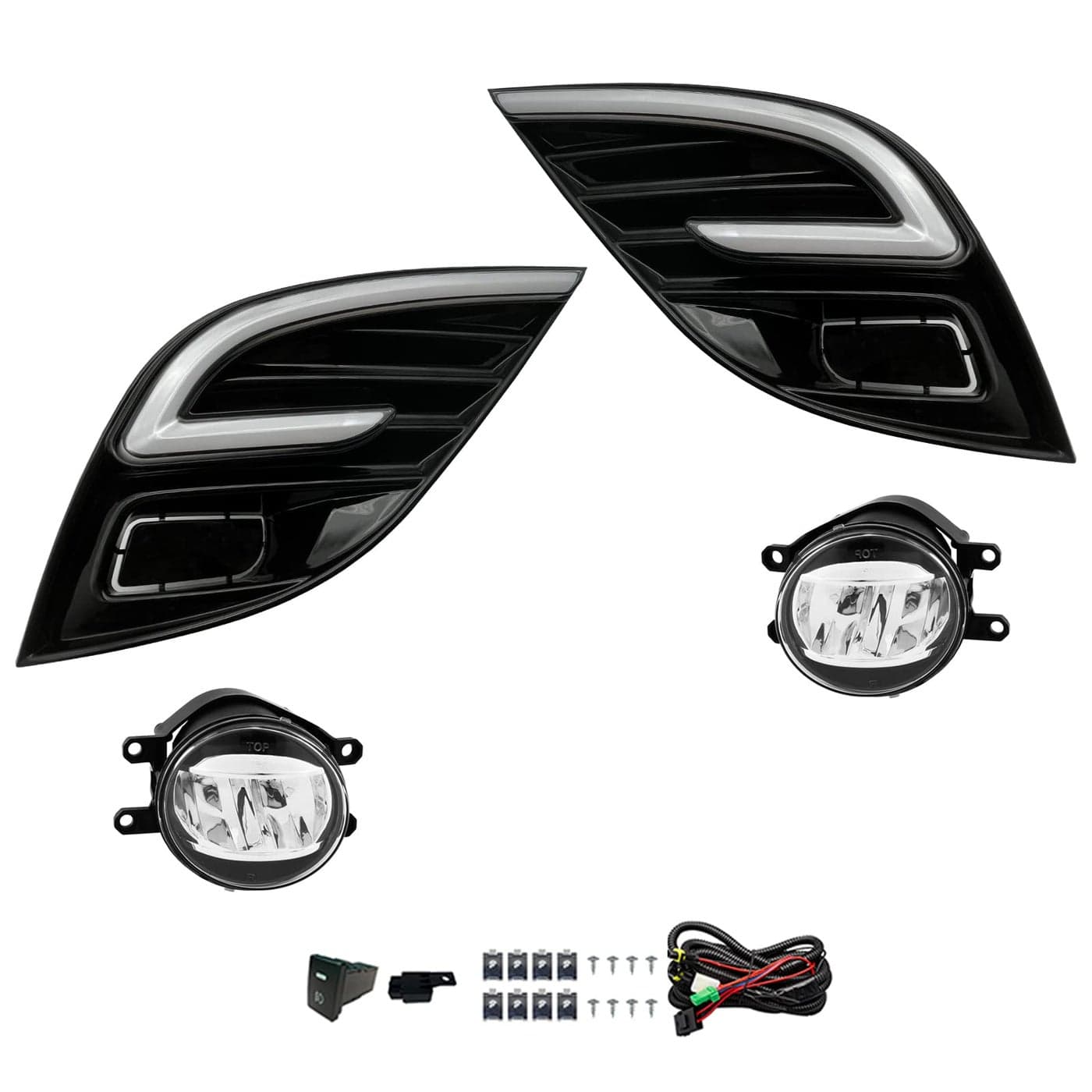 LED Fog Lights Compatible with 2018 2019 2020 Toyota Camry SE XSE wAmber Turn SignalDay Running LightBlue Light at NightFront Bumper Lights with Switch Wiring Harness 1 Pair of Fog Lamps