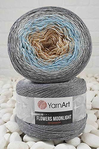 YarnArt Flowers Moonlight Glitter Cotton Yarn Soft Rainbow Crochet Metallic Lurex handknit Shiny Silvery Cake Multicolor Cotton 1 Skein Weight 917oz Lenght 3937 inches 1 Fine Yarn 3268