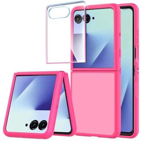 for Samsung Galaxy Z Flip 7 Case with Screen Protector, Slim-Thin Hard PC Original Silicone Phone Case Cover Z Flip7,Anti-Scratches Shockproof Protective Cases for Samsung Flip 7 5G,Hot Pink