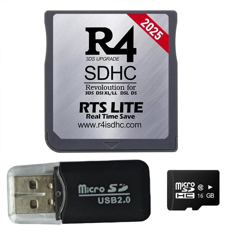 Pro Version 16GB Micro SDHC Dual Core Revolution Cartridge Compatible with New 2DS3DSLLXL NDSL NDSI Include a Card Adapter NO Timebomb Preloaded Plug and Play Gold Silver