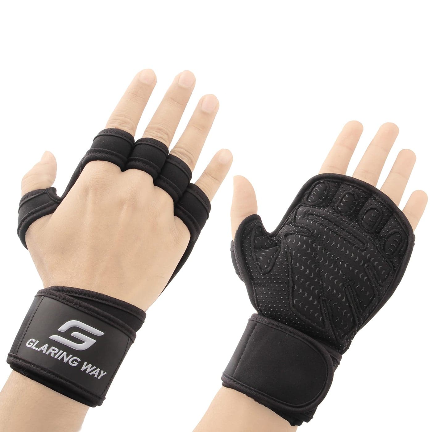 Glaring Way Neoprene Padded Weight Lifting Gloves for Men and Women - Ventilated Wrist Wrap Gloves for Athletes Gym Sessions Cycling Tracking & Sports with Full Palm Protection and Wrist Support