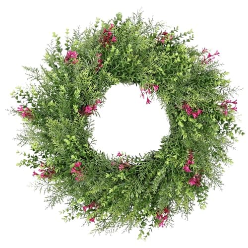 24 Inch Spring Wreaths for Front Door Wreath Summer Outdoor Green Door Wreath for All Seasons Porch Living Room Bedroom Indoor Outdoor Window Wall Farmhouse Home Decoration