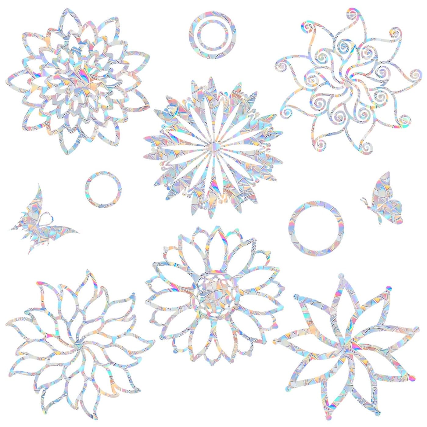 6 Mandala Window Decals for Bird Strikes AntiCollision Clings to Save BirdsNon Adhesive Vinyl Rainbow Suncatch Stickers Easy Remove No Residue and Reusable