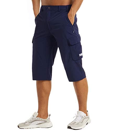 MAGCOMSEN Casual Shorts for Men Summer Sweat Shorts Fishing Long Shorts Hiking Pants Mens Cargo Shorts Basketball Outdoor Cropped Pants Navy