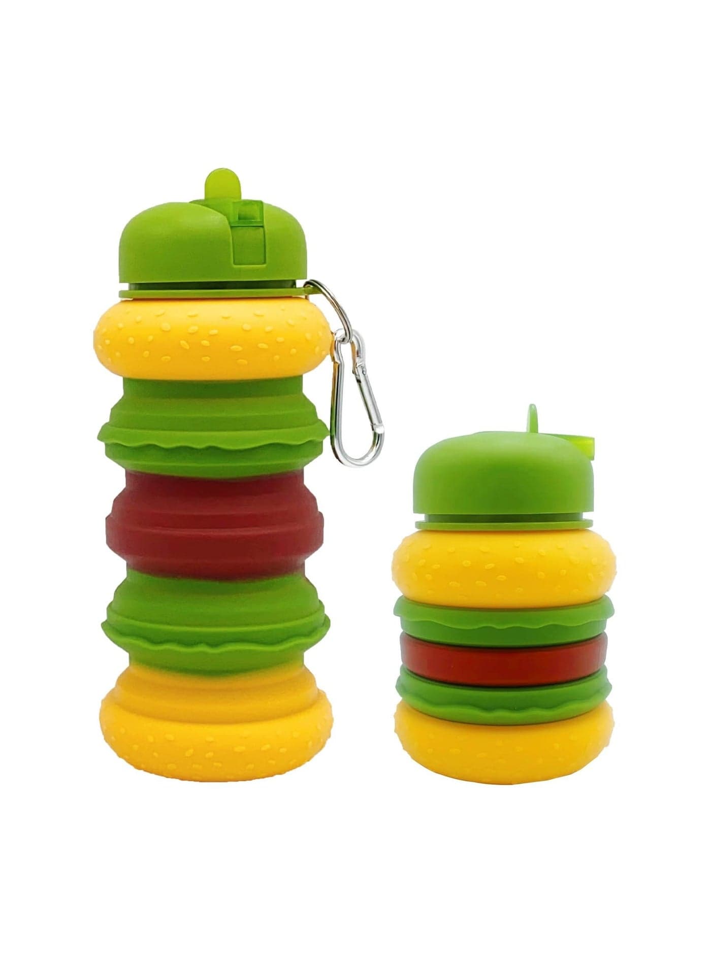 20oz Collapsible Silicone Water Bottle, Hamburger Style, Reuseable Bottles for Sports Gym Travel Essentials Camping Hiking Lightweight, Lightweight