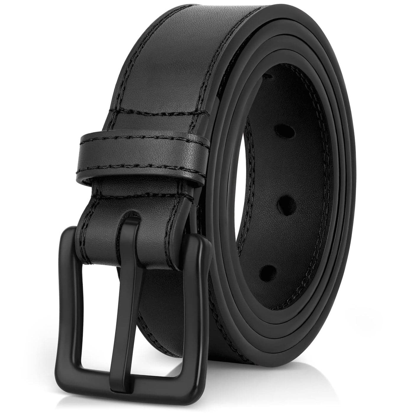 ITAY Metal Free Leather Belt - 34 mm - Hypoallergenic - Airport Friendly Nickel Free Strong New Buckle for Men (Black, 35"/90cms)