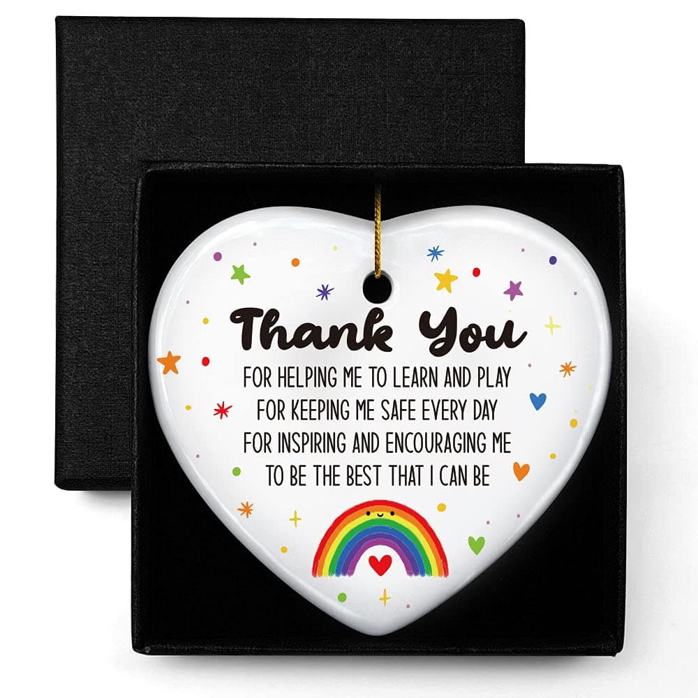 Teacher Appreciation Gifts Thank You Encouraging Me to Be The Best Ornament Keepsake Sign Heart Plaque Gift for Teacher Best Teacher Gift Birthday Christmas Teacher Gifts for Women from Student