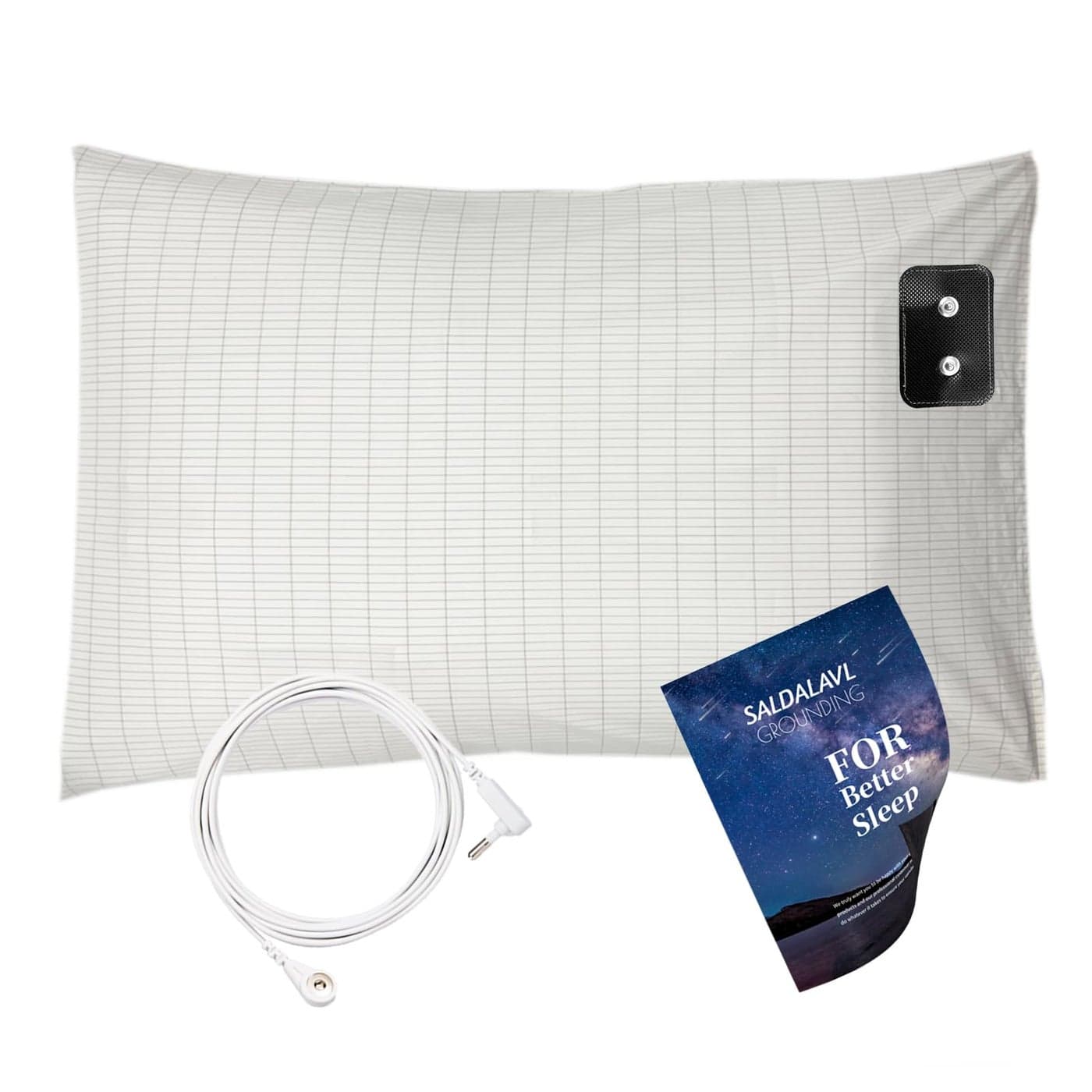 Grounding Pillow Case King Conductive Grounding Pillowcase Silver Fiber Grounding Sheet with 15ft Grounding Cord Organic Cotton Improve Sleep Reduce Pain (20x36in) 1PCS