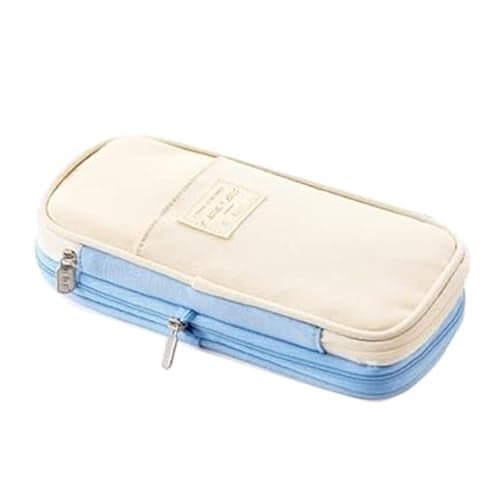Arnuixty Large Storage Pencil Case Pen Bag with Zipper Big Capacity Pouch Organizer for Office Travel Holder Box (Light Blue)