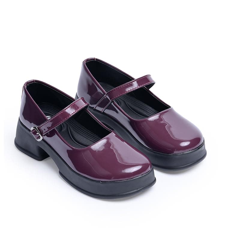 JM LOOKS Women Mary Jane Block Heels | Single Strap | Round Toe | Stylish & Comfortable | Formal & Casual - Cherry