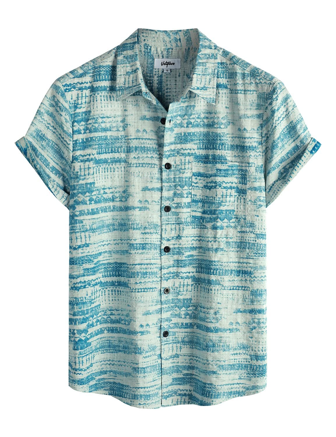 VATPAVE Mens Front Pocket Hawaiian Shirts Casual Floral Shirts Short Sleeve Button Down Beach Tropical Shirts Large SkyBlue Aloha