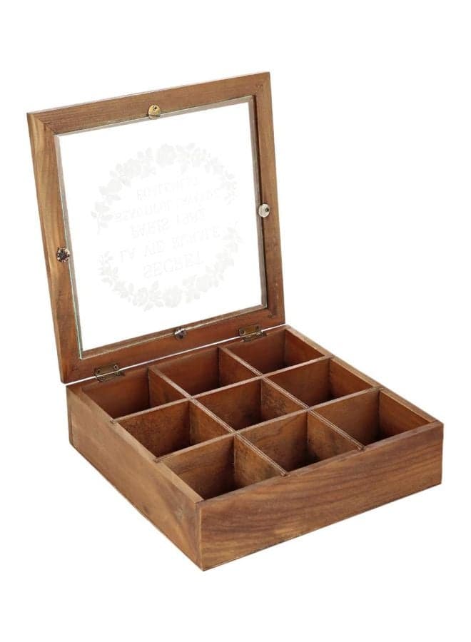 Wooden Tea Box Brown/Clear 24x24x7cm