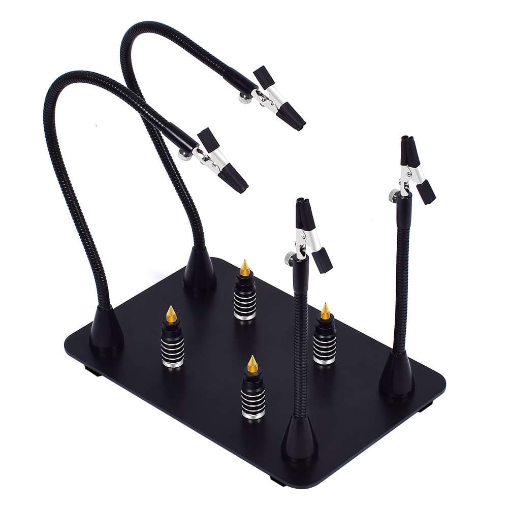 Magnetic Helping Hand Soldering Helping Hands 4 PCB Pillars Circuit Board Holder with Flexible Metal Arms Heavy Duty Base Electronic Repair Tool