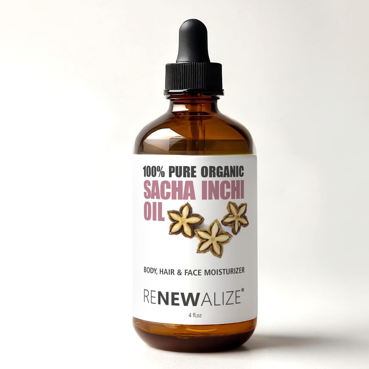 Organic SACHA INCHI SEED OIL 100 Pure All Natural Cold Pressed Large 4 oz Glass Bottle Locks in Moisture For Face Body and Hair