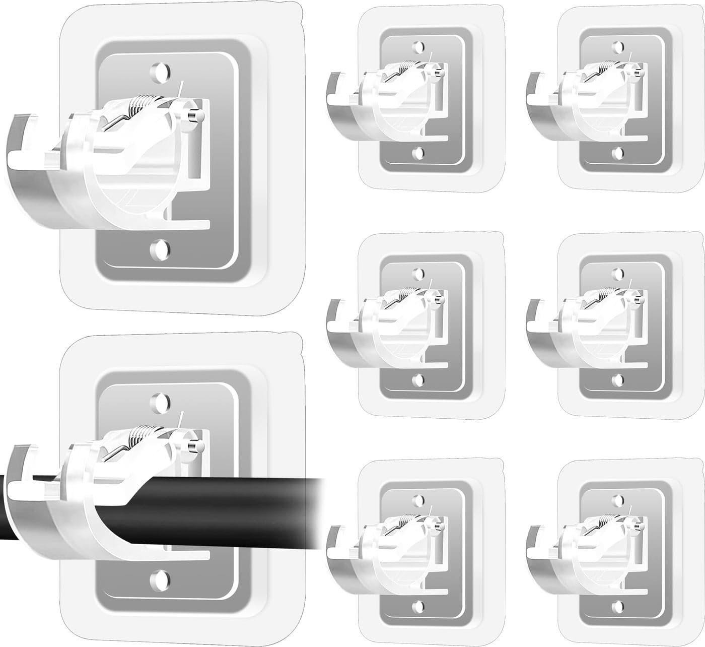 Codoule Self Adhesive No Drill Adjustable Curtain Rod Holder Hooks Brackets Nail Free No Drilling Hangers for Bathroom Kitchen Home Bathroom and Hotel Transparent 8PCS