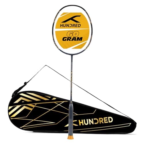 Hundred Nuclear 60 Carbon Fibre Unstrung Badminton Racket with Full Racket Cover for Intermediate Players (60g)