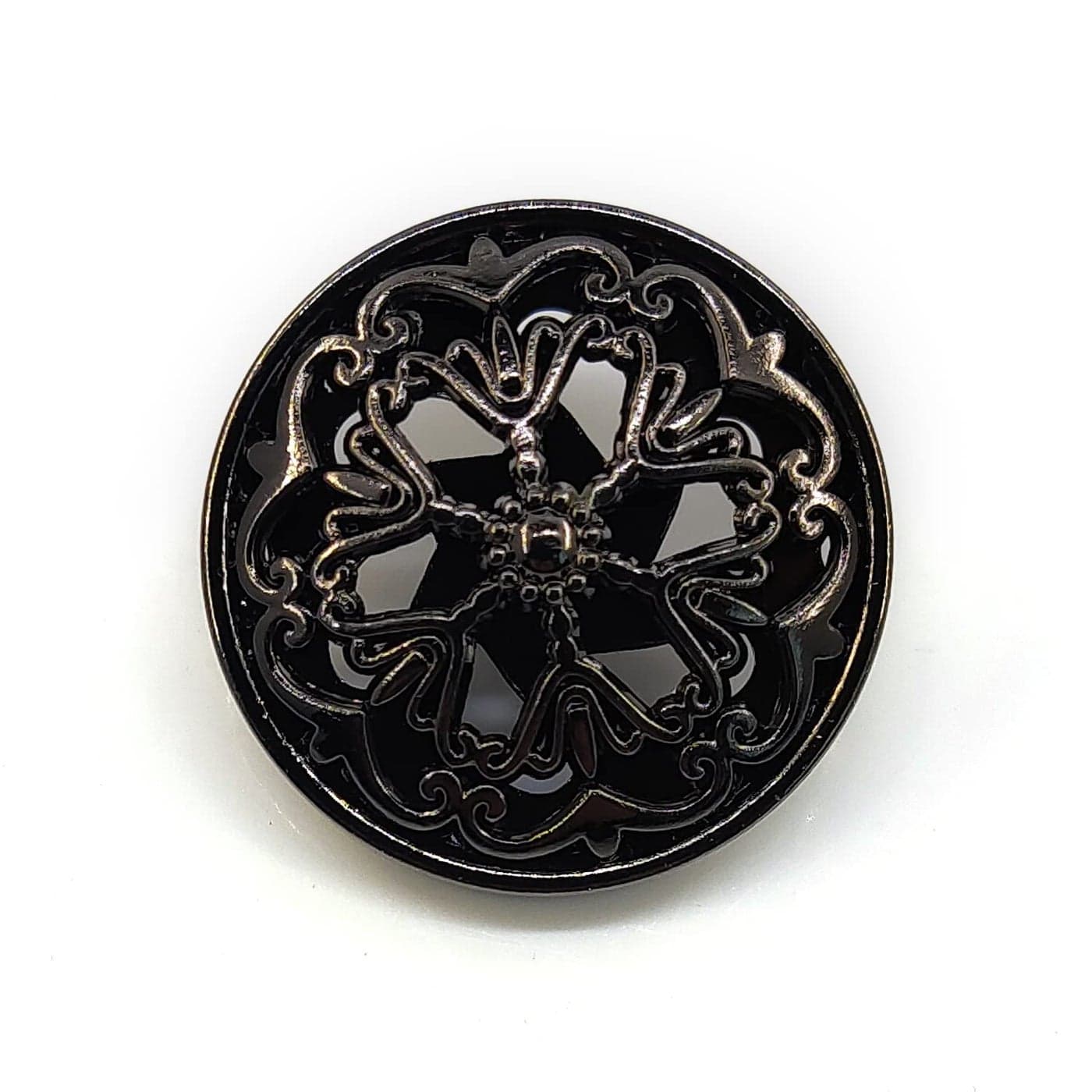 Craftisum 20 pcs Black Retro Double Layer Openwork Metal Shank Sewing Coat Buttons 25mm 1