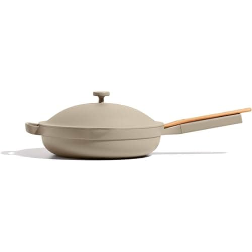 Our Place Large Always Pan | 12.5" Ceramic Pan with Modular Lid & Beechwood Spatula | Patented 10-in-1 Nonstick, Non-Toxic Cookware Made Without PFAS | Induction & Oven-Safe up to 450°F | Steam
