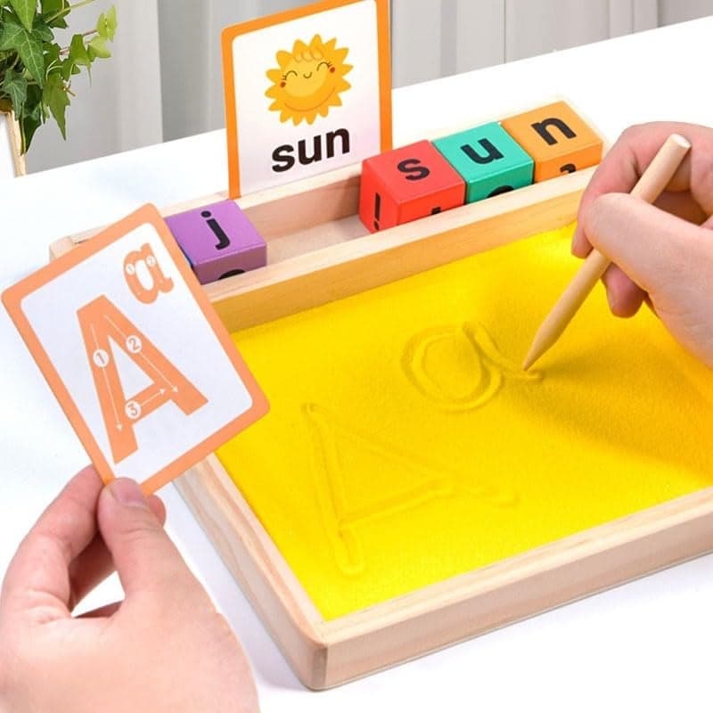 Montessori Sand Writing Spelling Tray Early Literacy Learning Education Handwriting Toy Ages 3