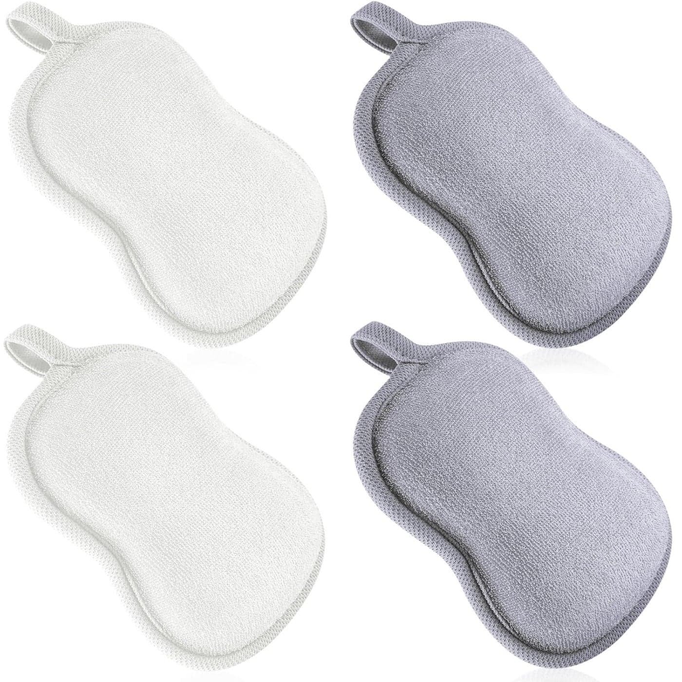 Tatuo 4 Pieces Baby Bath Sponge Cotton Baby Sponge Toddler Soft and Absorbent Loofah for Kids Babies Men Women GreyWhite