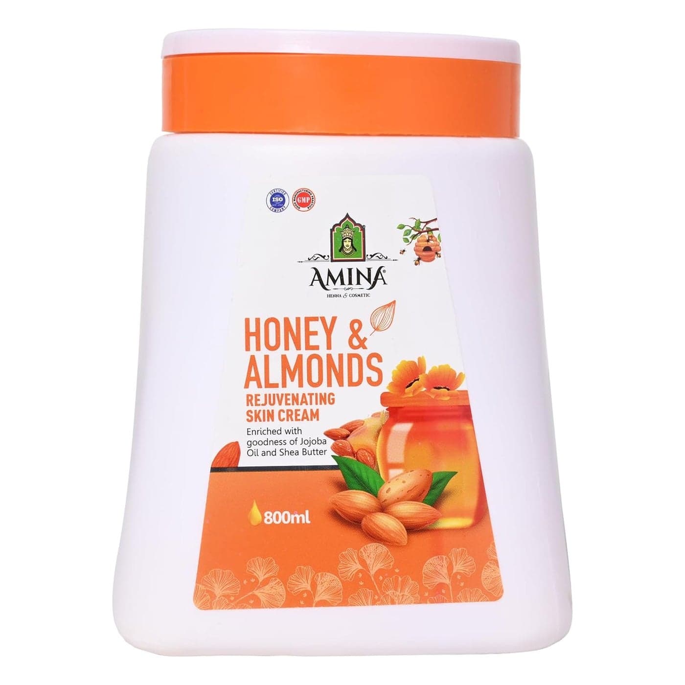 AMINA Honey Almonds Rejuvenating Skin Cream Enriched with goodness of Jojoba Oil and Shea Butter Nourishing Skin Cream for Face Body 800 ML