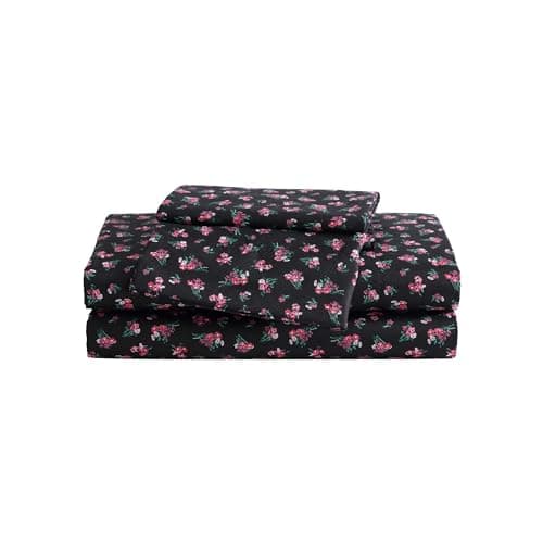 Betsey Johnson Twin XL Bed Sheets Soft Bedding with Matching Pillowcase Fade Wrinkle Resistant Lightweight for Year Round Use Dorm Essentials Bouquet Ditsy Black