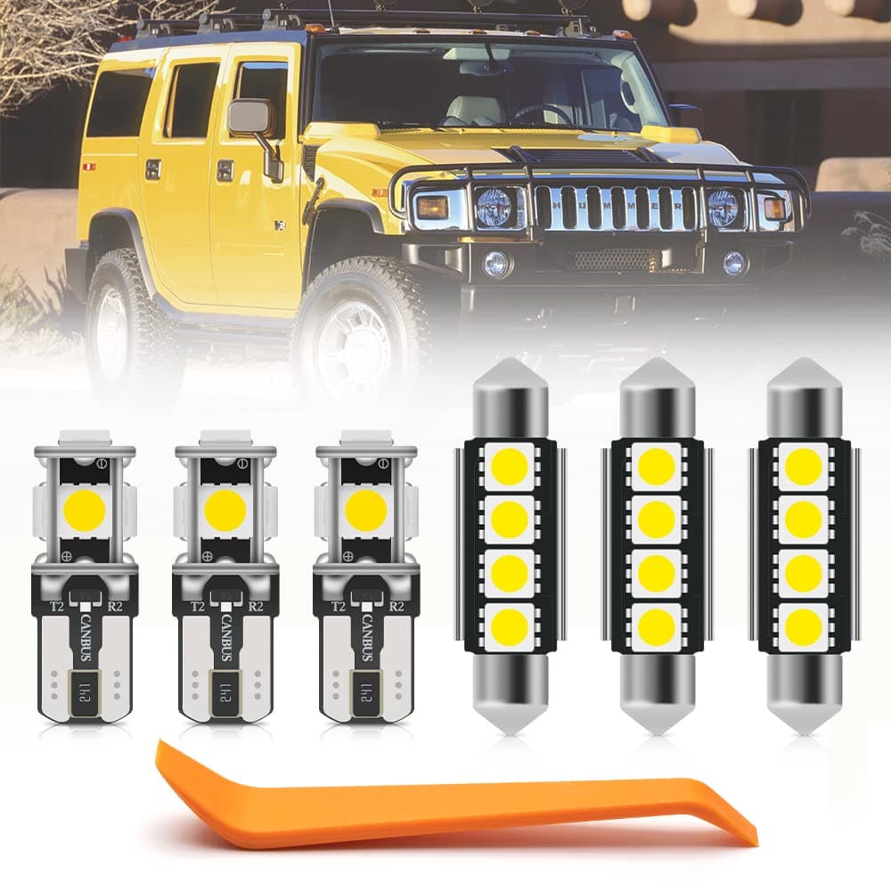 nsautolighting 19pcs White LED Interior Light Bulb Kit for Hummer H2 20032009 Map Dome Glove Box License Plate Light Bulb