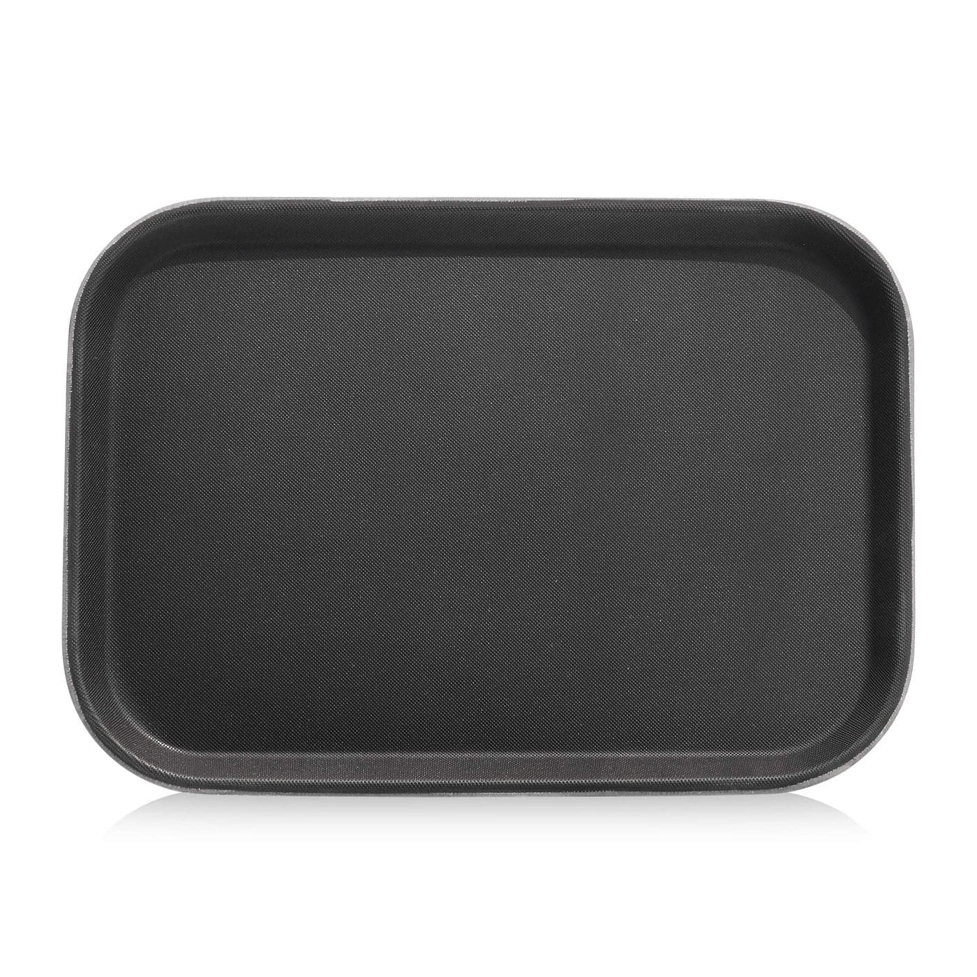 New Star Foodservice 24852 Restaurant Grade NonSlip Tray Plastic Rubber Lined Rectangular 10Inch x 14Inch Black
