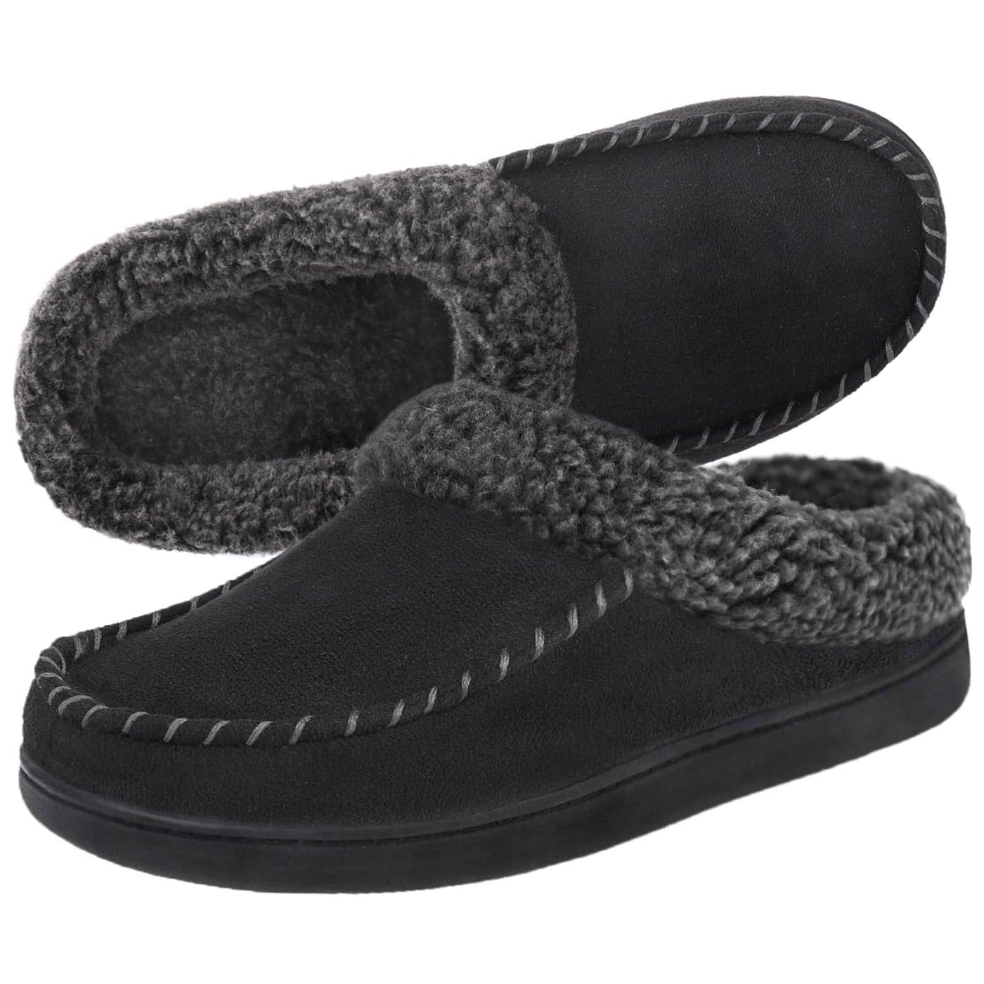 ULTRAIDEAS Mens Nealon Moccasin Clog Slipper Slip on IndoorOutdoor House ShoesBlack 1112
