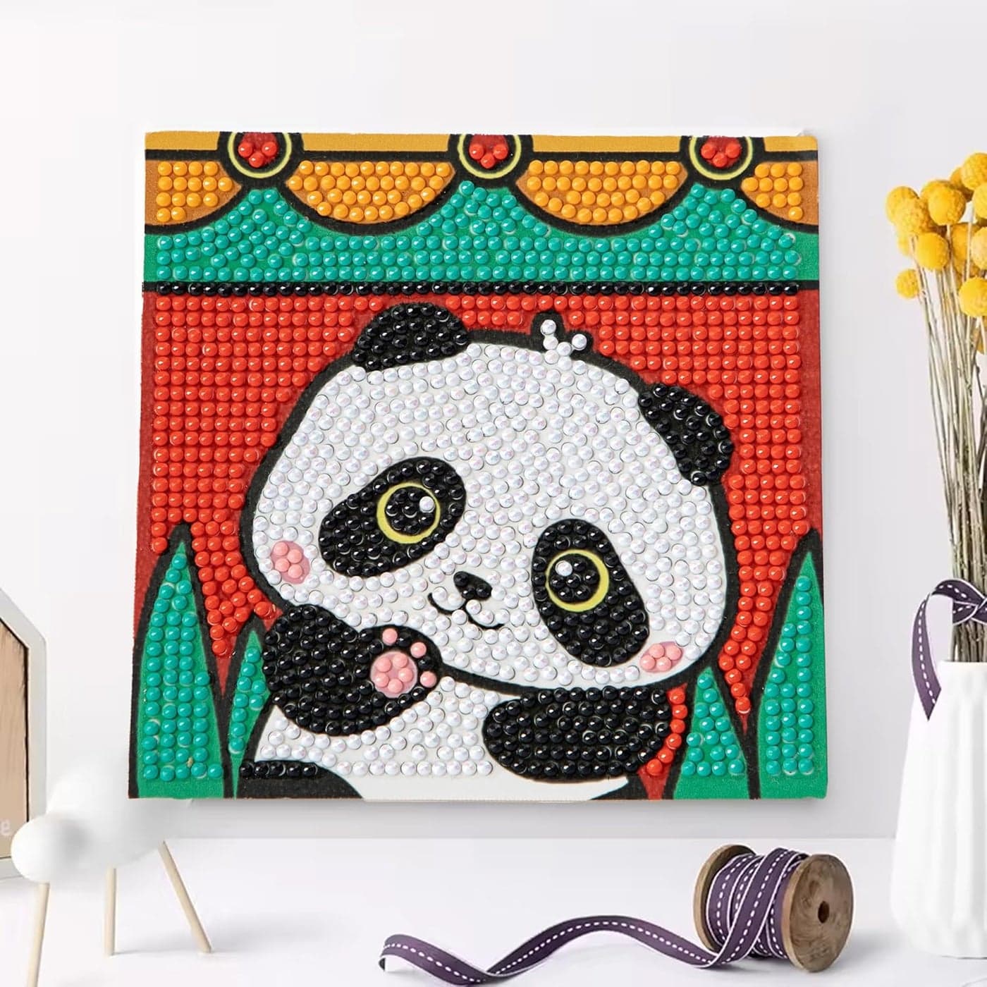 UMAI Diamond Painting Kit 13x13cm DIY Craft Kit for Kids 612 Age Group Art and Craft Kit Craft Materials Home Decor Items Indoor Art Kit for Girls Boys Birthday Gift for Girls Panda