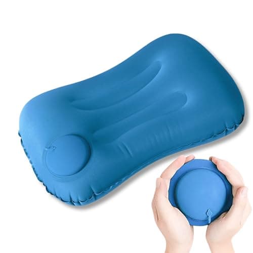 Homeaura Inflatable Travel Air Filled Pillow - Ultralight Camping Pillow For Lumbar Support - Compressible Neck Pillow For Camping, Hiking, And Travel (Sky Blue)