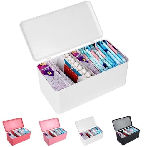 ChengFu pad and tampon organizer for bathroom,Sanitary Napkin Holder, Pad and Tampon Organizer for Period, Sanitary Napkin Storage Container, White