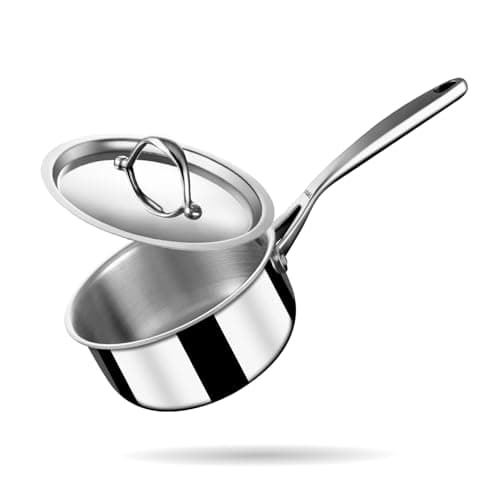 Stahl Artisan Triply 1.4 L 16 cm Stainless Steel Tea Pan with Lid | Triply Sauce Pan I Induction & Gas Stove Compatible Milk Pan