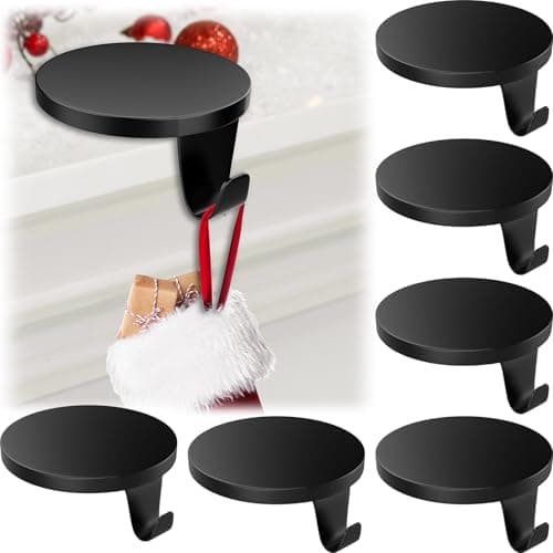 Dcocdeely 3 Pack Round Christmas Stocking Holders Weighted Metal Stockings Hangers Multiple Uses Hanging Hooks Stocking Holders Bases for Fireplace Xmas Christmas Decor (Black, 3)