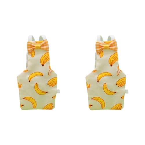ZIBUYU® 2Pcs Reusable Washable Parrot Diaper, Budgie Jumpers, Adorable Bow Banana Print Budgie Diaper Bird Flight Suit, Elastic Straps Design, Lightweight & Comfort, Size M