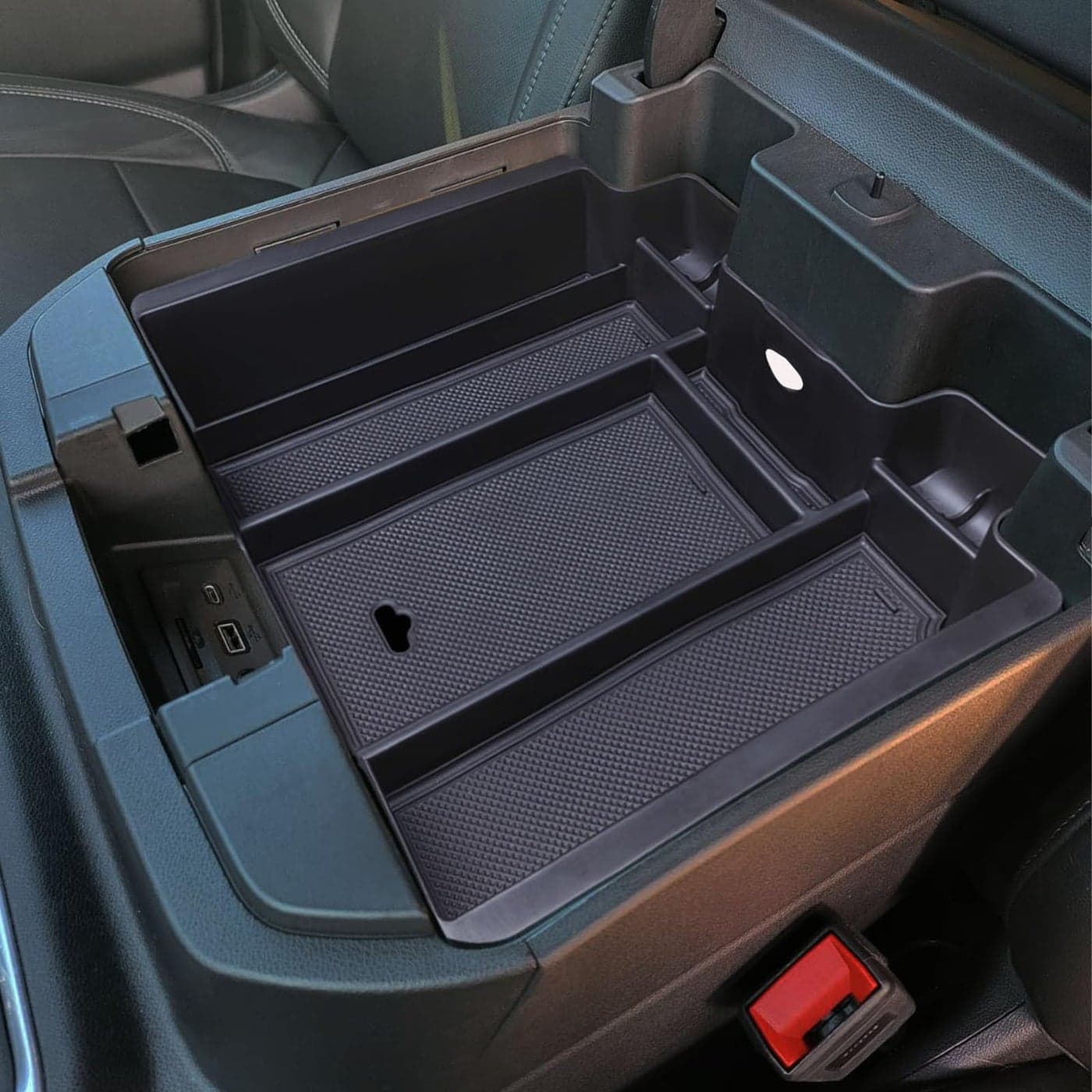 Zxiaochun Center Console Armrest Box Organizer Tray for 20192022 Chevy SilveradoGMC Sierra 1500 and 20202023 SilveradoSierra 25003500 HD Accessories Full Console wBucket Seats ONLY Black Trim