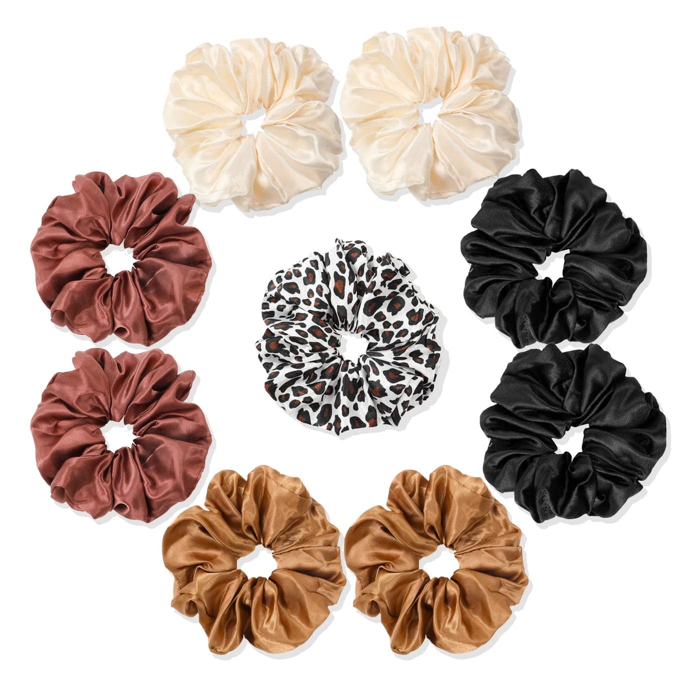 Scrunchies Hair Ties Elastics Bands Ponytail Holder Pack of Neutral Scrubchy Hair Accessories Women Girls Big 4 Color Mixed3