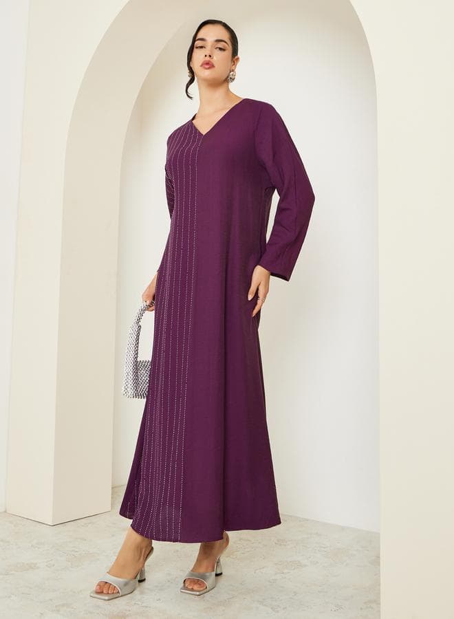 Women Purple Embellished A-Line Jalabiya