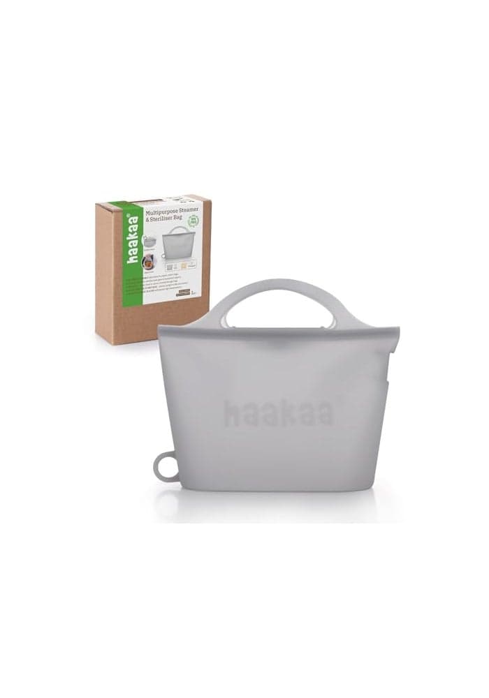 Haakaa OnTheGo Silicone Microwave Steam Sterilizer Bags for Travel 40oz1250ml Reusable Silicone Steaming Bags for Baby Bottles Breast Pump Accessories Pacifiers TeethersGrey1PC