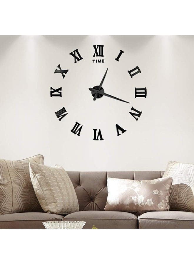 3D Wall Clock With Mirror Number Stickers Black 39x39inch