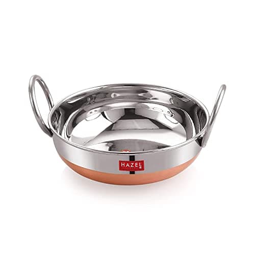 HAZEL Stainless Steel Kadai with Copper Bottom | 1.8 litres Steel Kadai | Kadhai Steel Stainless