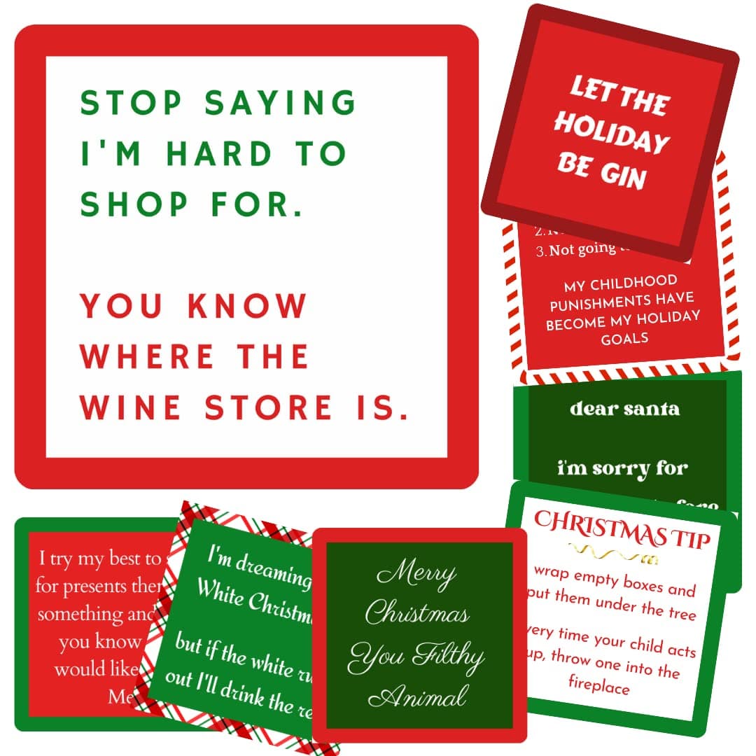 Christmas Coasters Funny Cork Coasters 8 in Gift Box Hostess Gifts Holiday