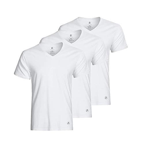 ATEK Mens Undershirts - V Neck Undershirts for Men (3 Pack, White, Extra Long Tshirts) - Stay Tucked Under Shirt for Men with Cooling & Moisture Wicking, Sweat Proof, Breathable