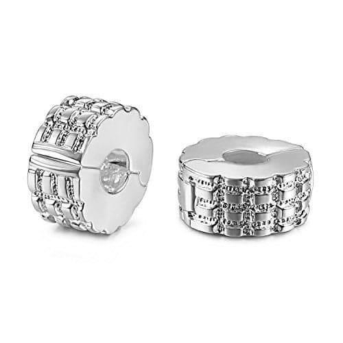 JEWELRIESHOP Clip Spacer Charm for Bracelet Clip Lock Stopper Bead Spacer European Openable Beads (#10S, 2pcs)